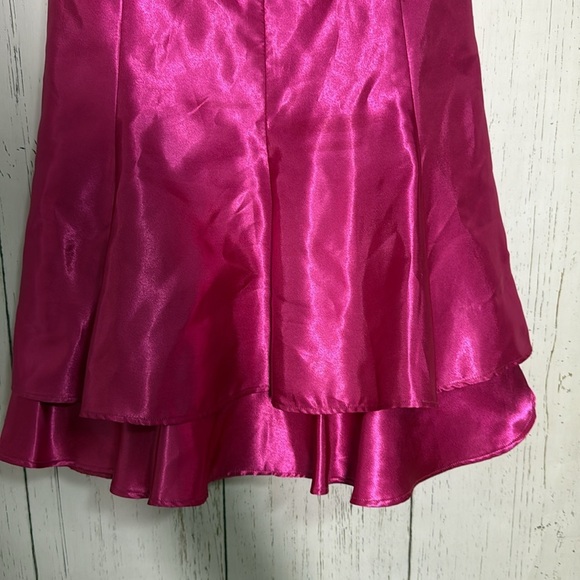 Jessica McClintock For Gunne Sax Hot Pink Formal Strapless Cocktail Party Dress - Picture 2 of 6